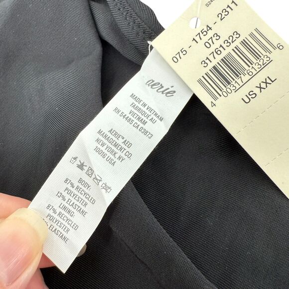 Aerie Bikini Bottom XXL 2XL Super High Cut Cheekiest Black Brazilian Swim AEO - Picture 10 of 12